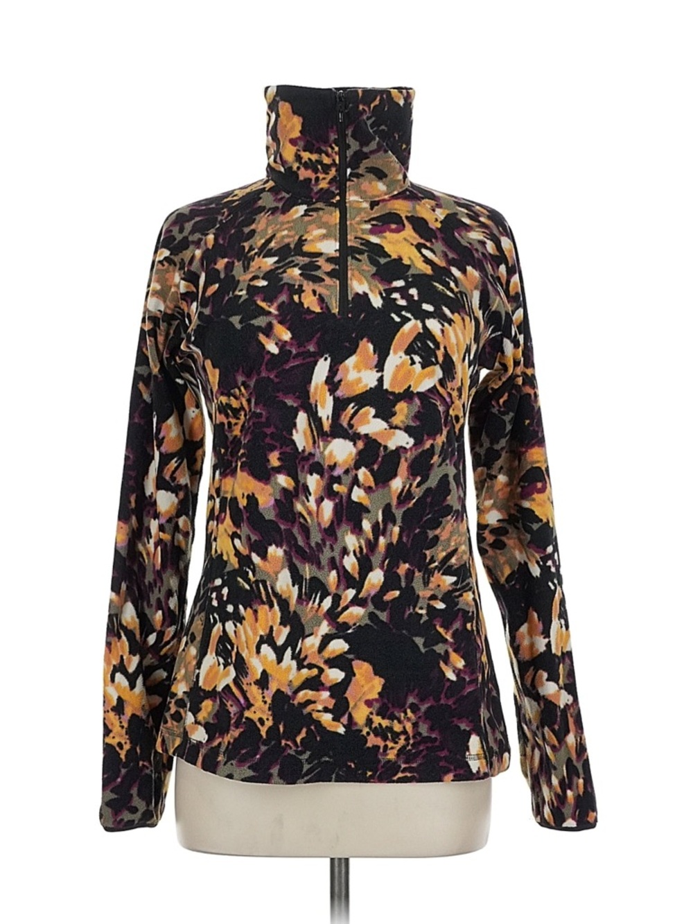 Columbia Quarter-Zip Pullover lightweight fleece with vibrant floral pattern
